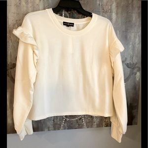 NWT Almost Famous Ruffle Trimmed Soft Sweatshirt